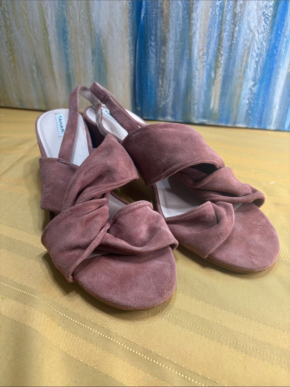 Tahari Rose Suede Knotted Slingback Sandals